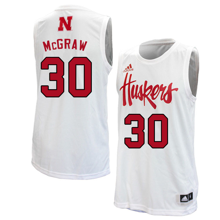 Men #30 Chris McGraw Nebraska Cornhuskers College Basketball Jerseys Sale-White - Click Image to Close
